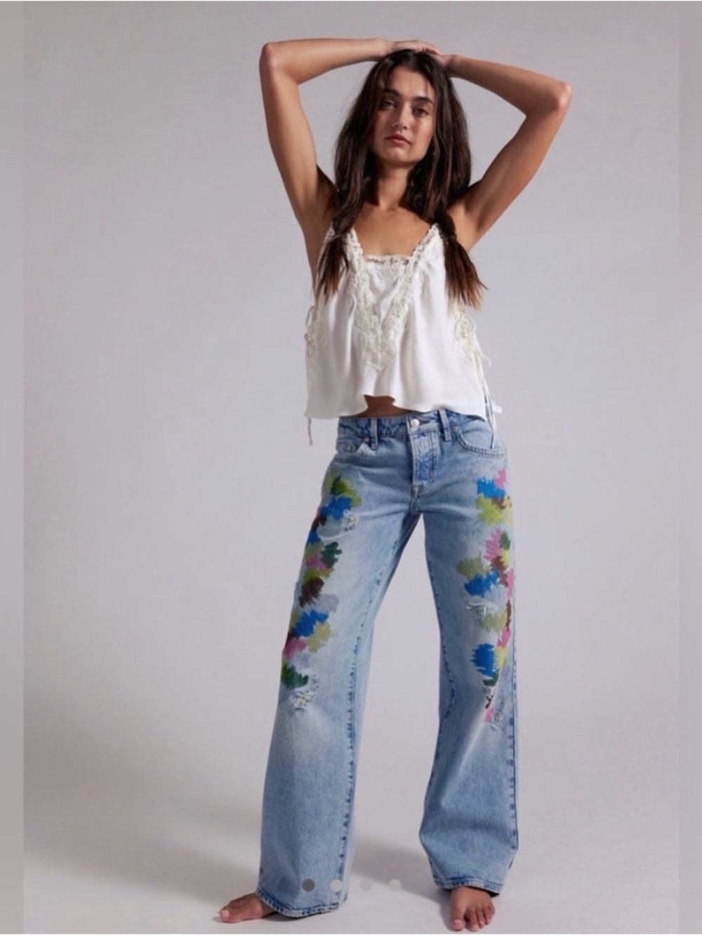 NWT We The Free Tennessee Low Rise Embroidered Jeans 31 - Picture 1 of 2